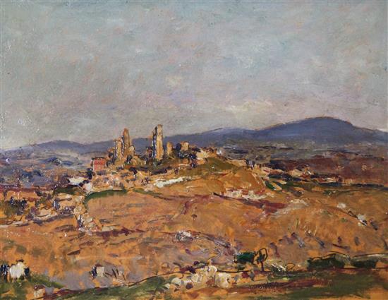 Alexander Jamieson (1873-1937) View of San Gimignano, Tuscany, 8 x 10.5in.